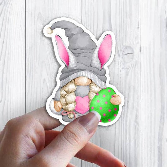 Easter Gnome Green Easter Egg Sticker Waterproof Vinyl