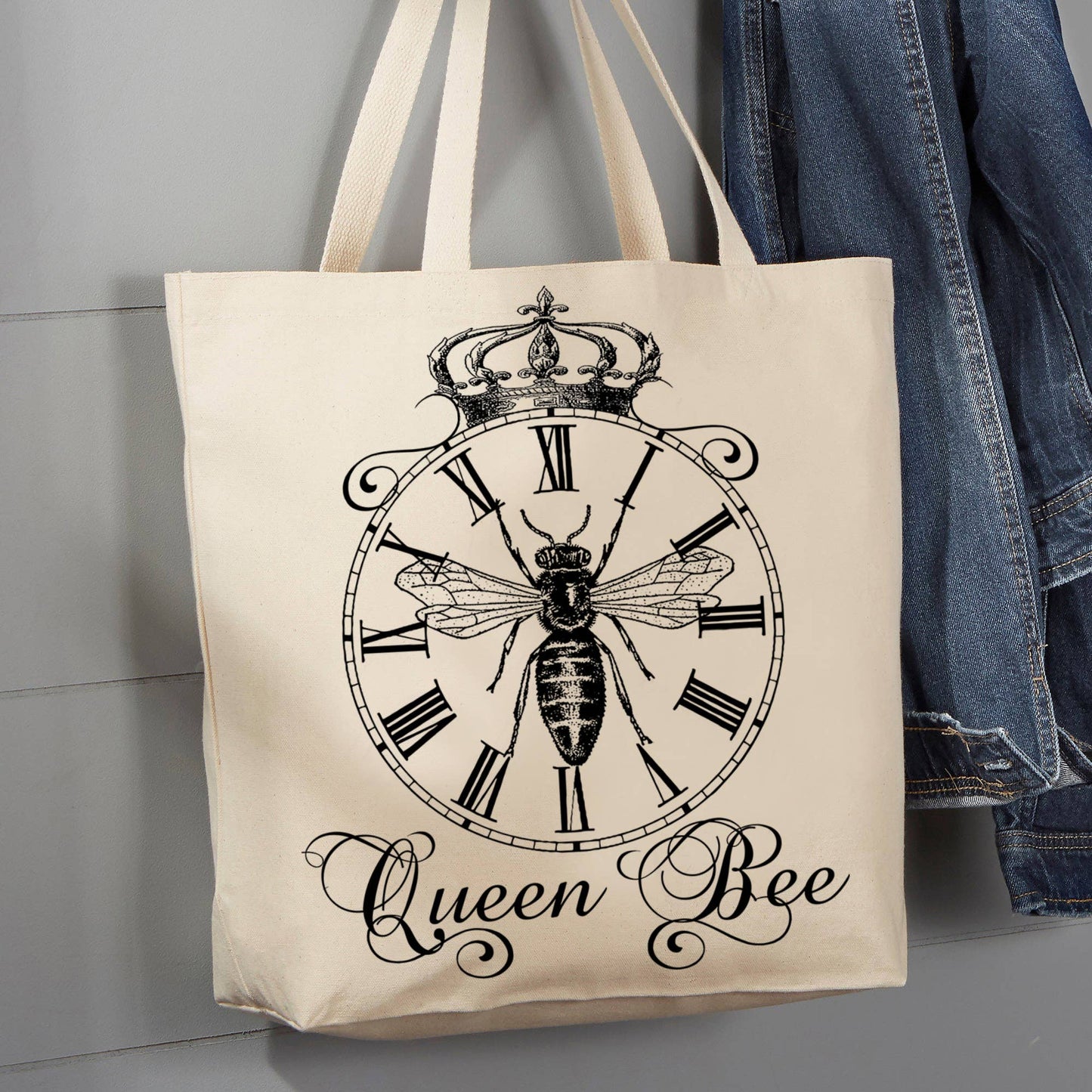Queen Bee Clock Crown, 12 oz Tote Bag