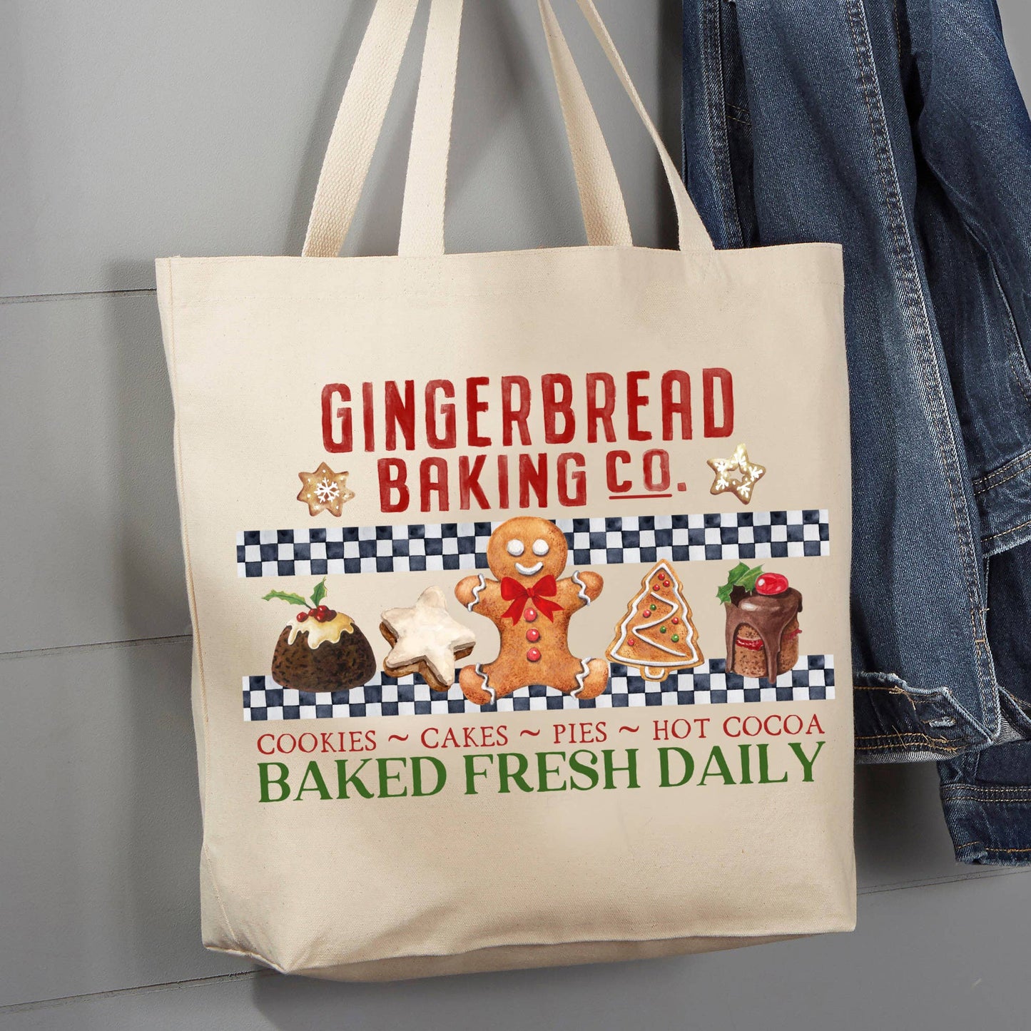 Gingerbread Baking Fresh Christmas, 12 oz Tote Bag