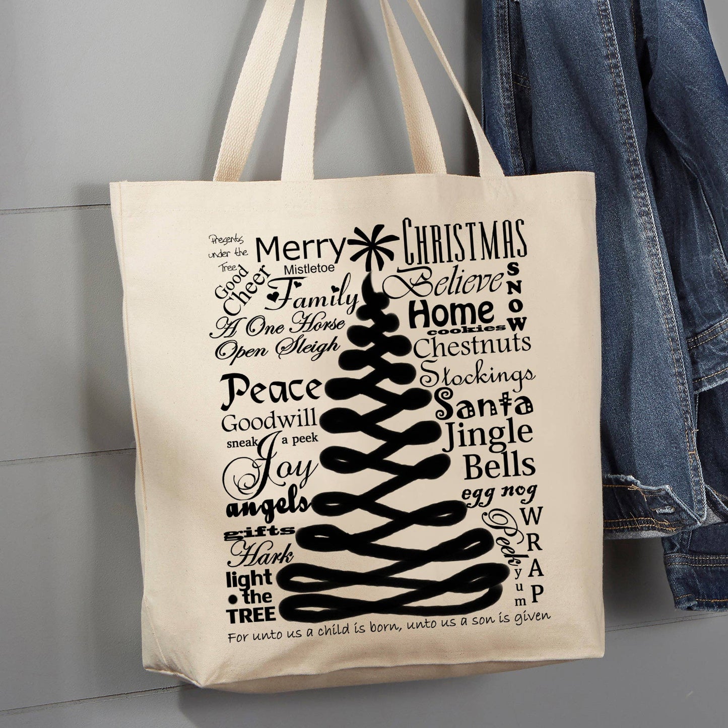 Merry Christmas Family Tree, 12 oz Tote Bag