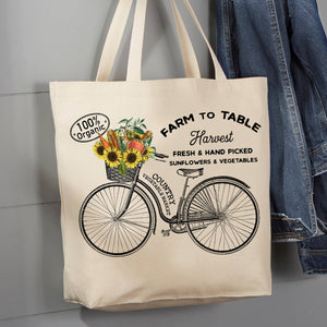 100% Organic Bike Flower Basket, 12 oz  Tote Bag
