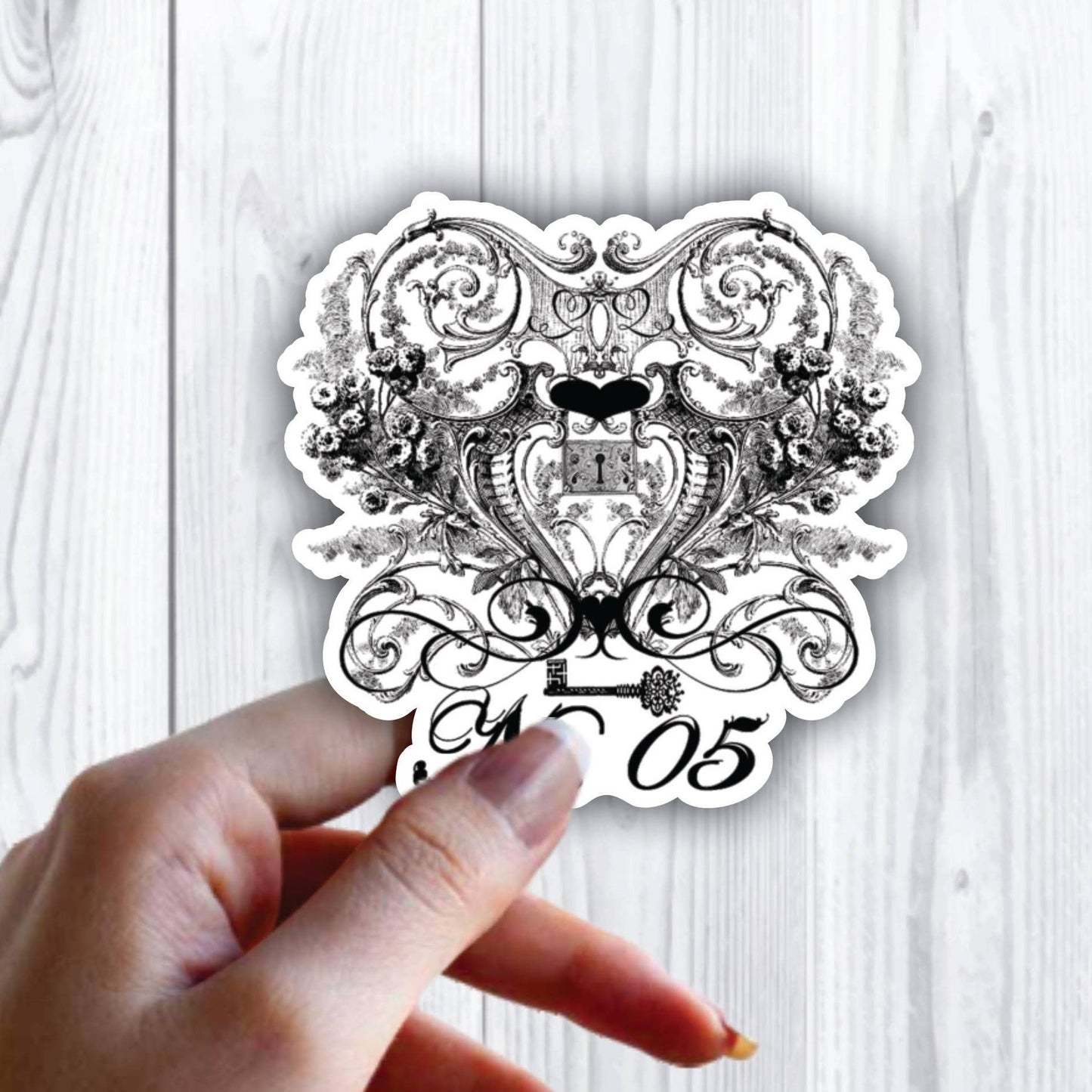 Heart Victorian Key Sticker