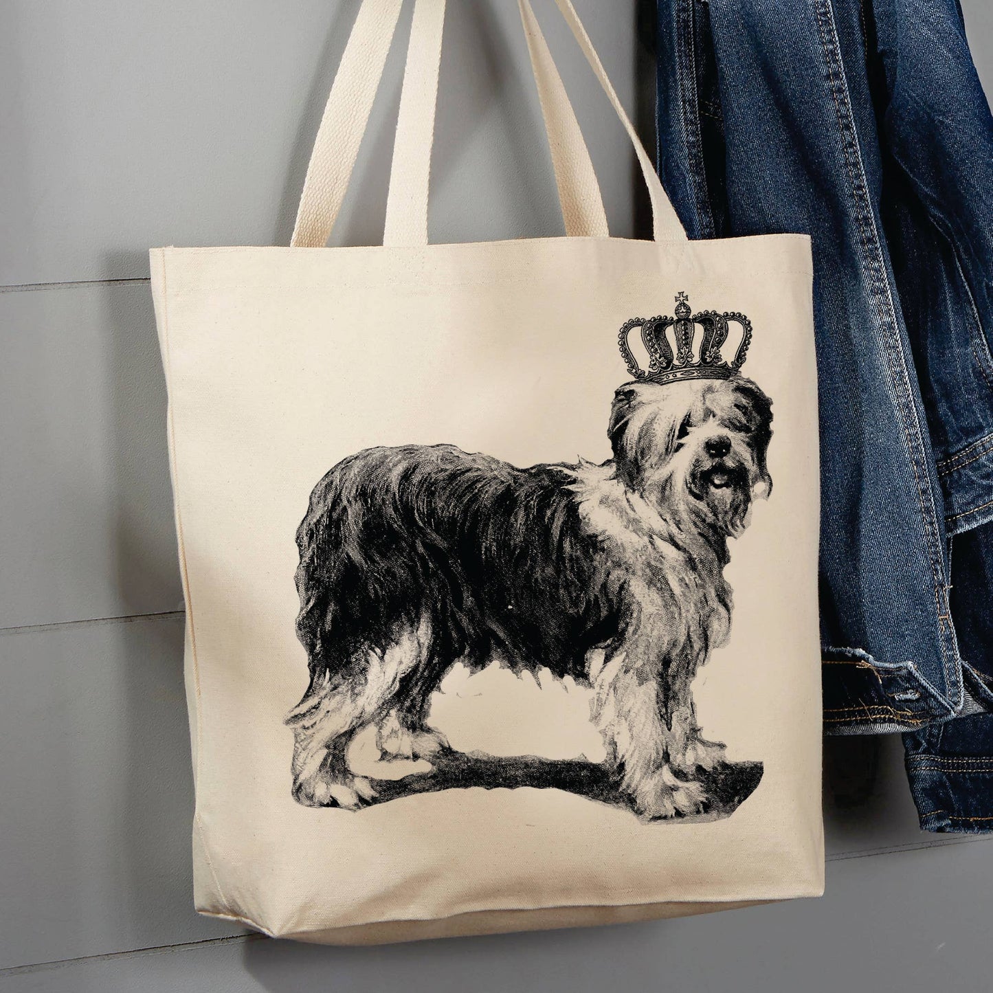 Old English Sheep Dog Crown, 12 oz Tote Bag