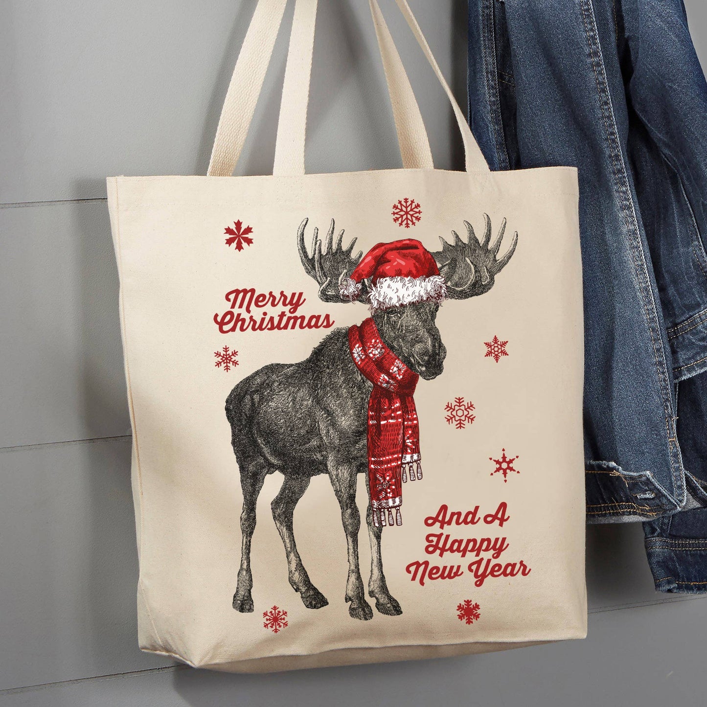 Merry Christmas Happy New Year 12 oz Tote Bag