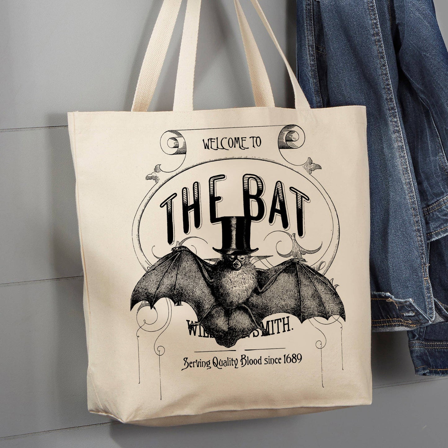 Welcome to the Bat Halloween Top Hat, 12 oz Tote Bag