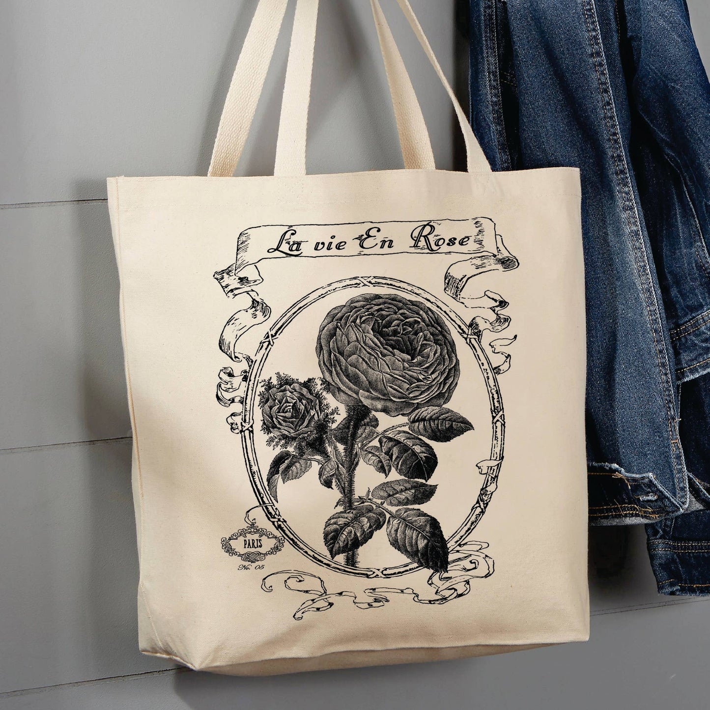 La Vie En Rose French, 12 oz Tote Bag