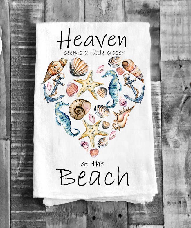 Beach Sea Shells Ocean Heart Cotton Tea Towels Kitchen