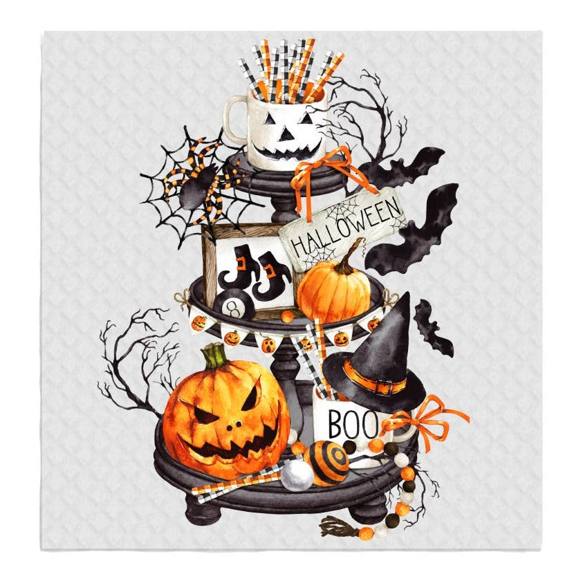 Happy Halloween 3 Tiered Tray SWEDISH DISH CLOTHS