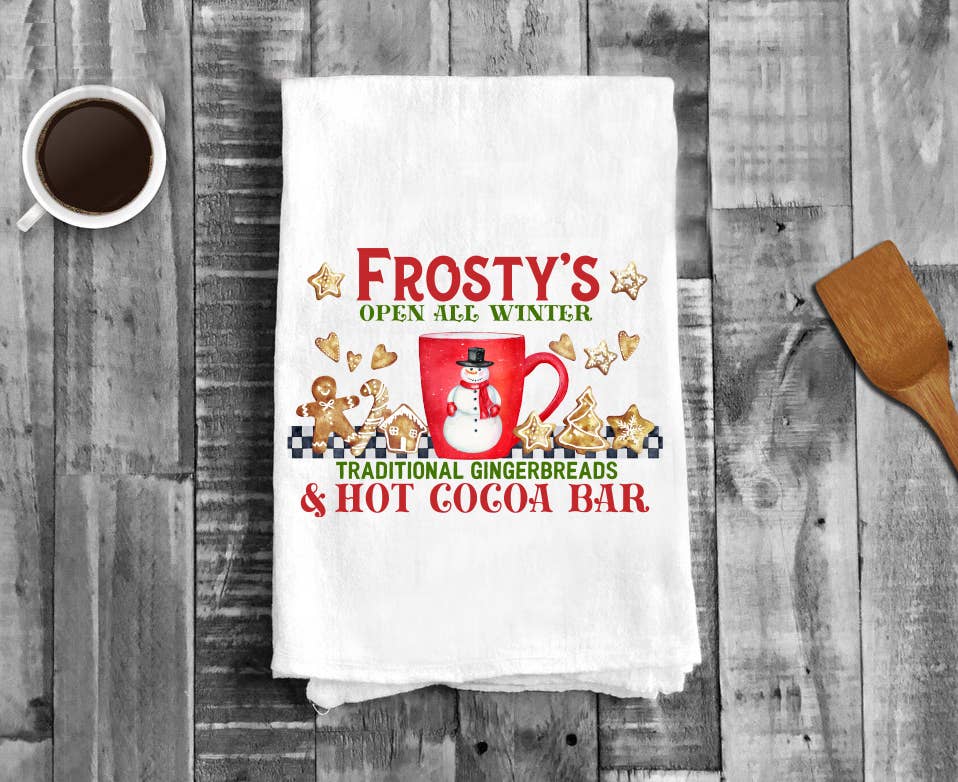 Frosty's Winter Gingerbread Hot Cocoa, Cotton Tea Towels