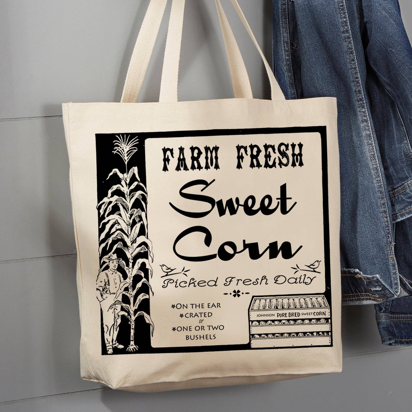 Country Farm, Farm Fresh Corn, 12 oz Tote Bag