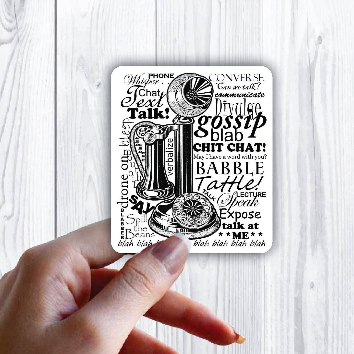 Talk Phone Gossip Words Sayings Sticker