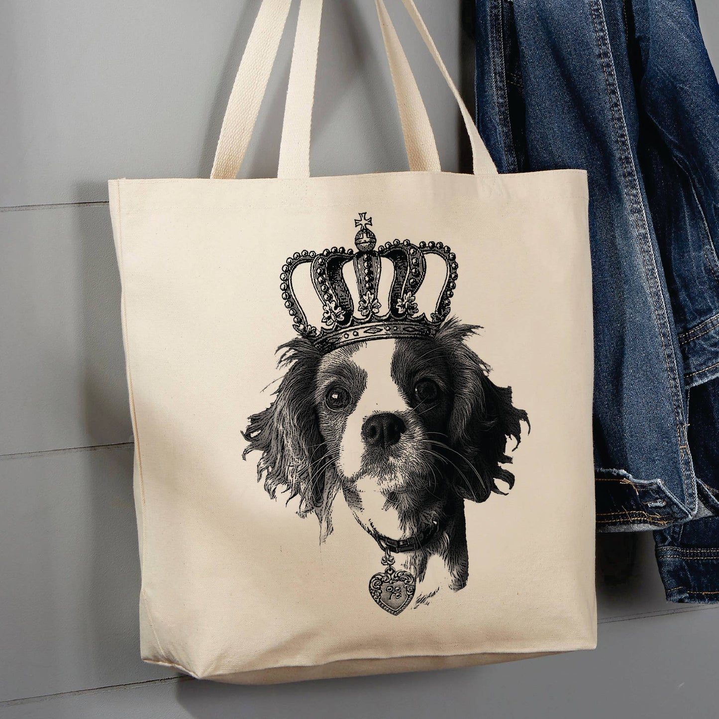 Cavalier King Charles Terrier Dog Crown, 12 oz Tote Bag