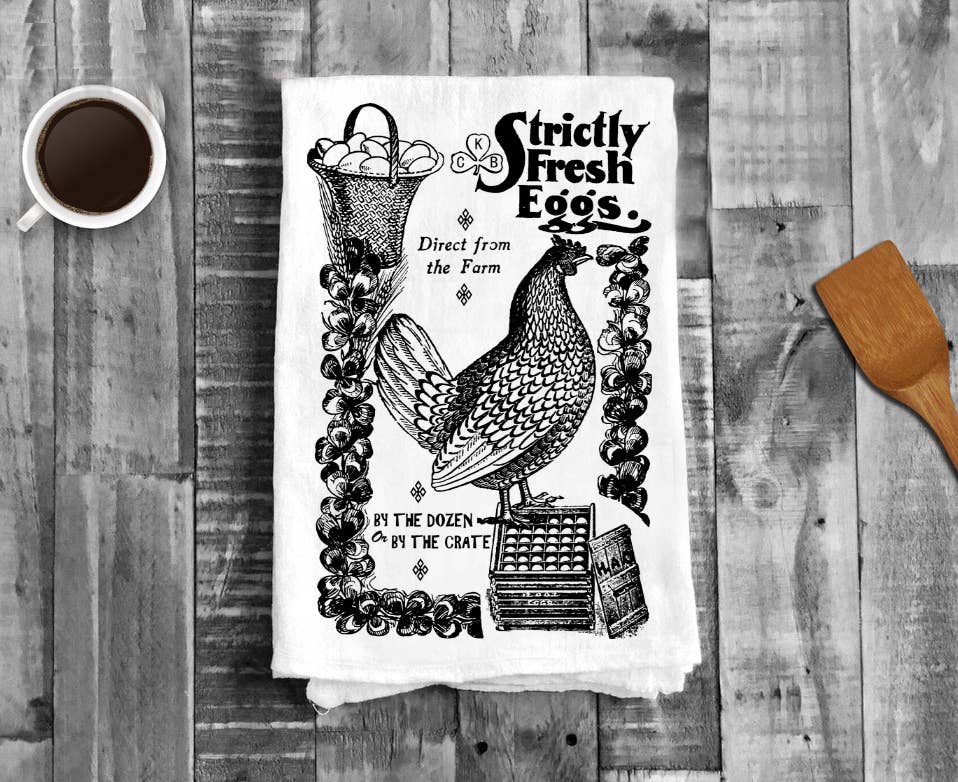 Country Farm, Farm Fresh Eggs, Cotton Tea Towels