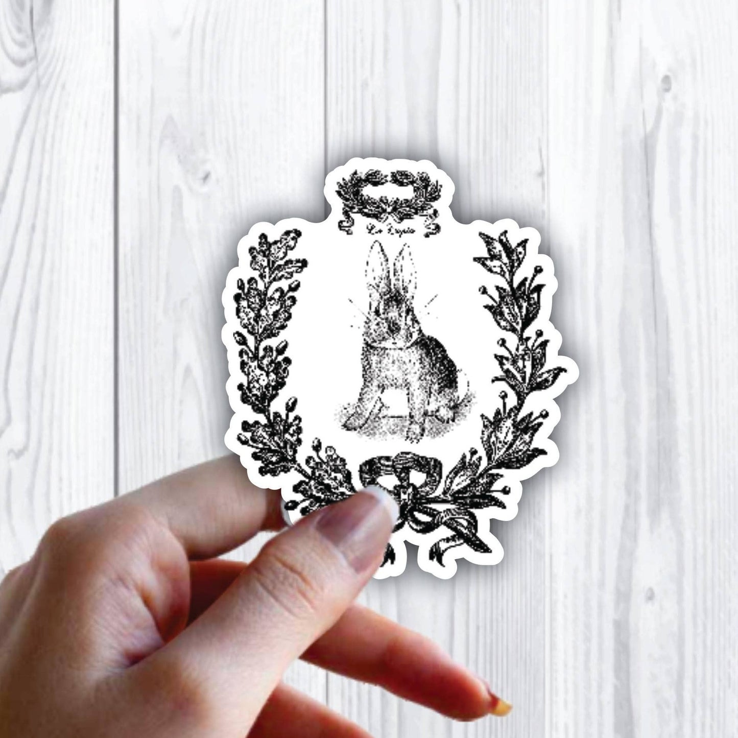 Bunny Rabbit Fancy Wreath Sticker