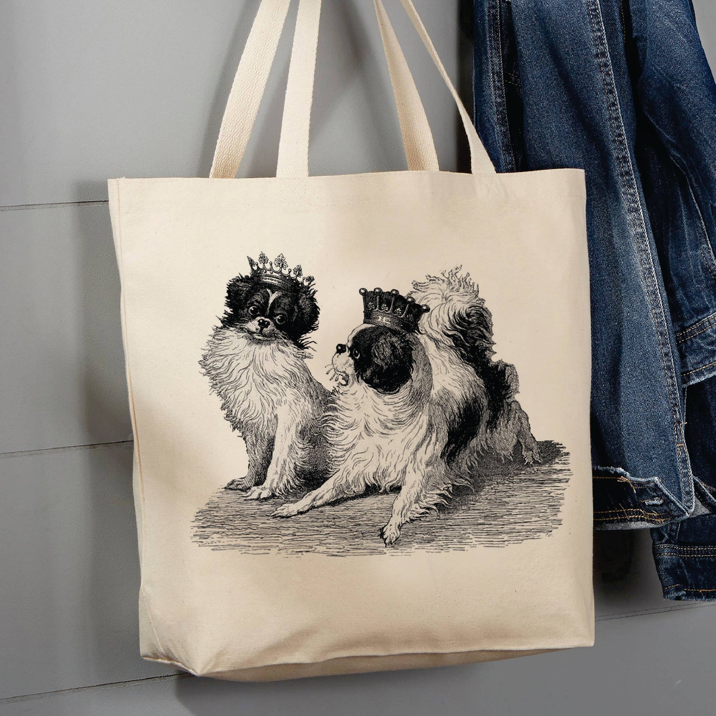 Japanese Chin Dogs Crown, 12 oz Tote Bag