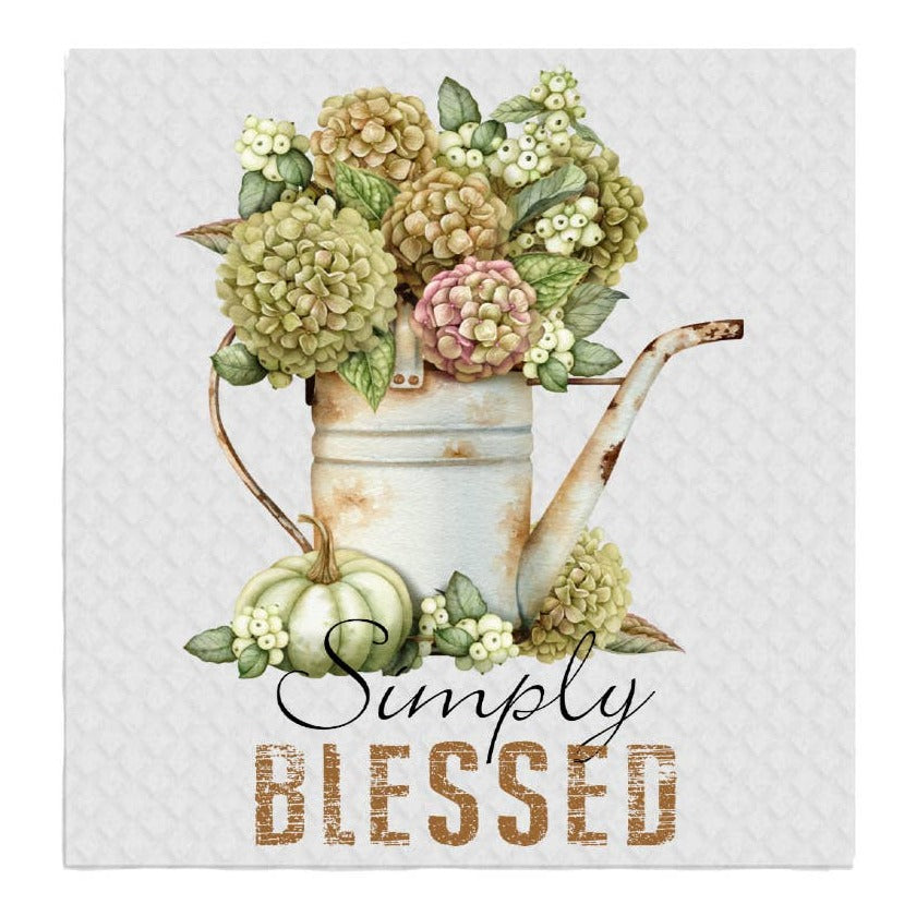Simply Blessed Pumpkin Autumn SWEDISH DISH CLOTH Kitchen
