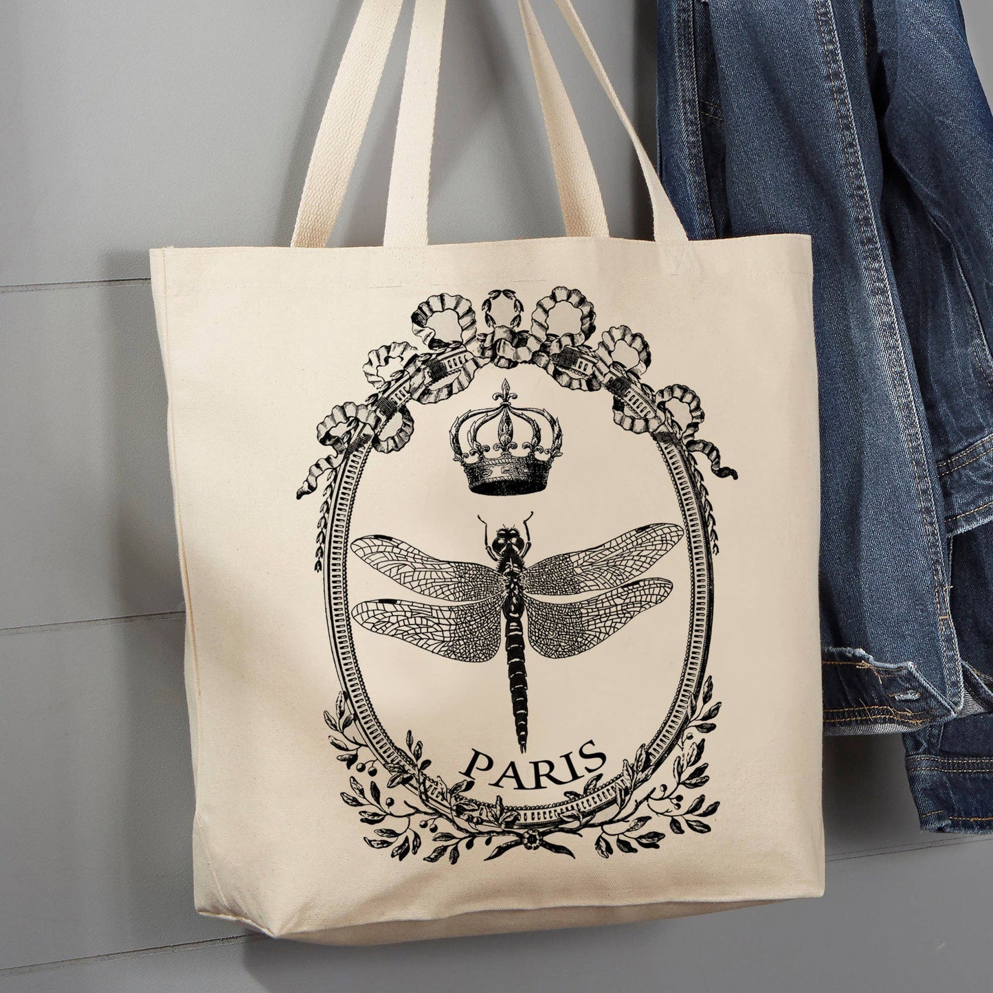 Dragonfly Crown Paris Wreath, 12 oz Tote Bag