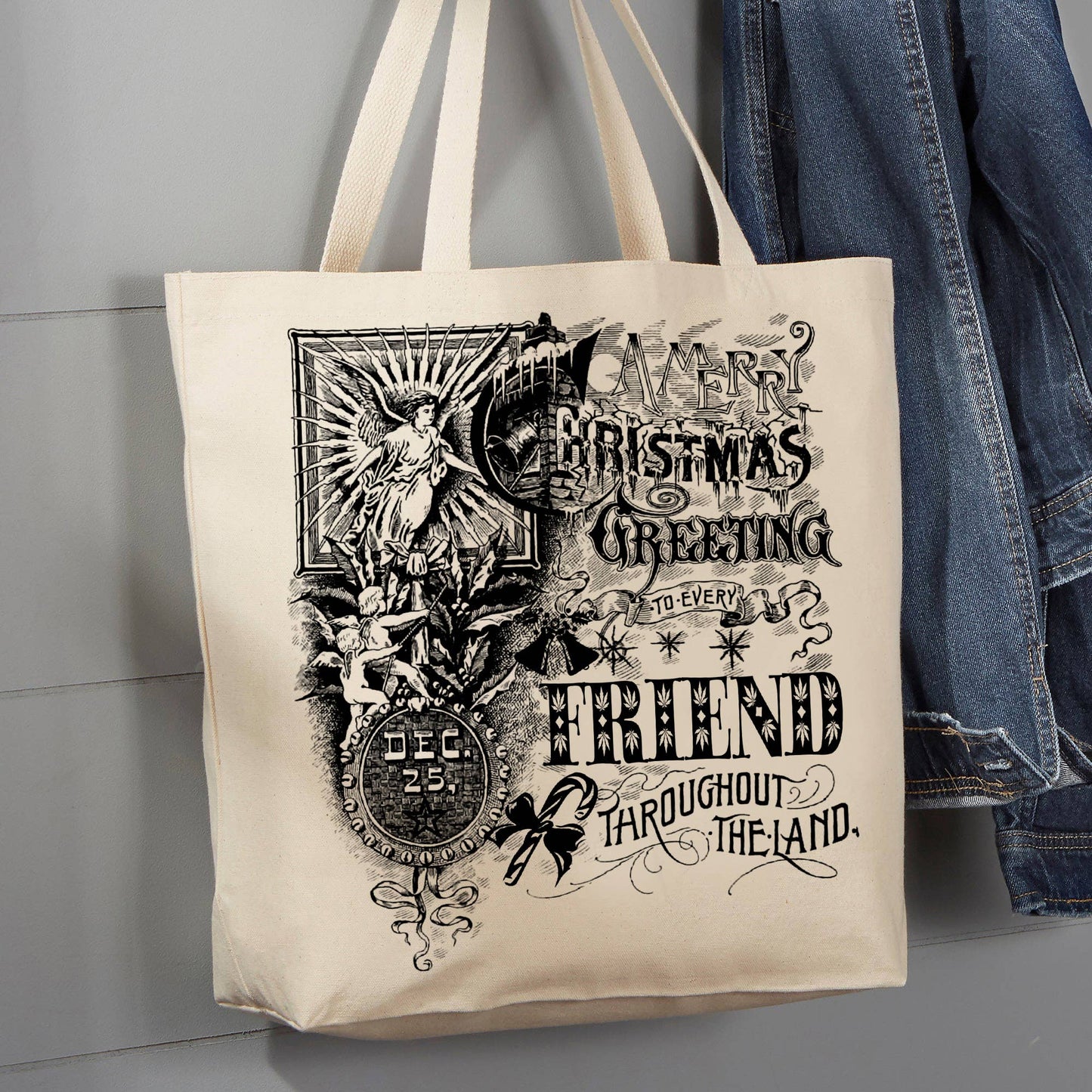 Merry Christmas Greeting to Every Friend 12 oz Tote Bag