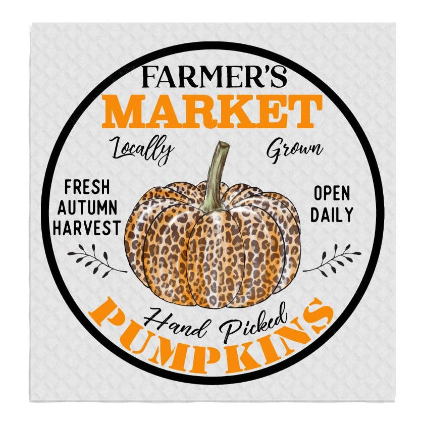Fall Autumn Farm Leopard Pumpkin SWEDISH DISH CLOTH Kitchen
