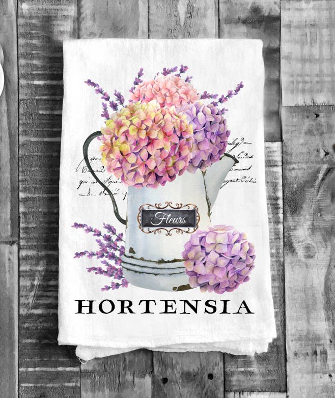 Farmhouse Paris Hydrangea Flowers Kitchen Cotton Tea Towels