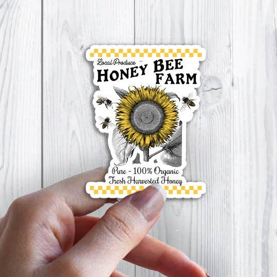 Vintage Honey Bee Farms Sunflower Sticker