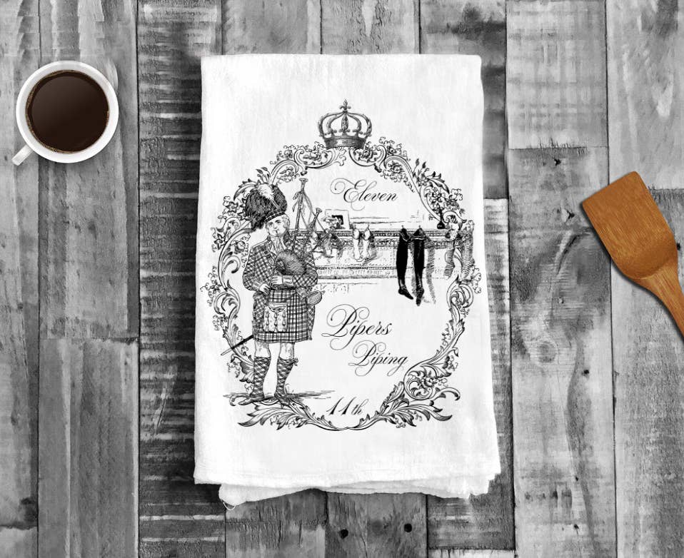 Eleven Pipers Piping Christmas, Cotton Tea Towels
