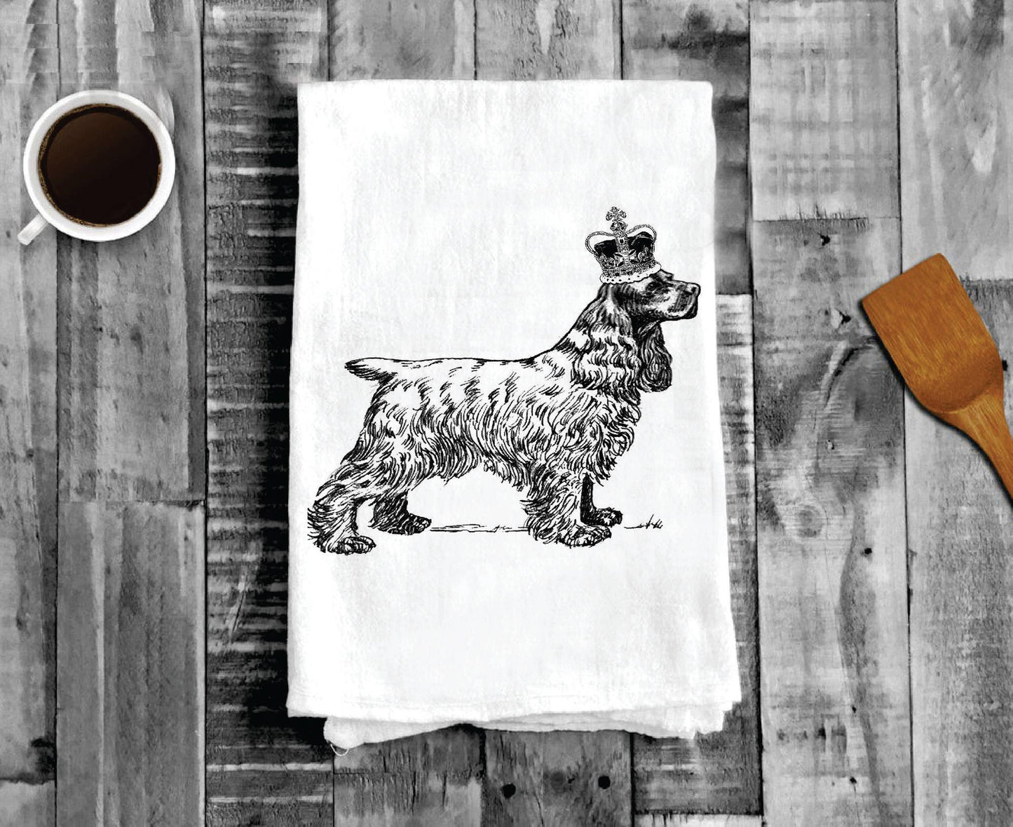 Cocker Spaniel Dog Crown, Cotton Tea Towels