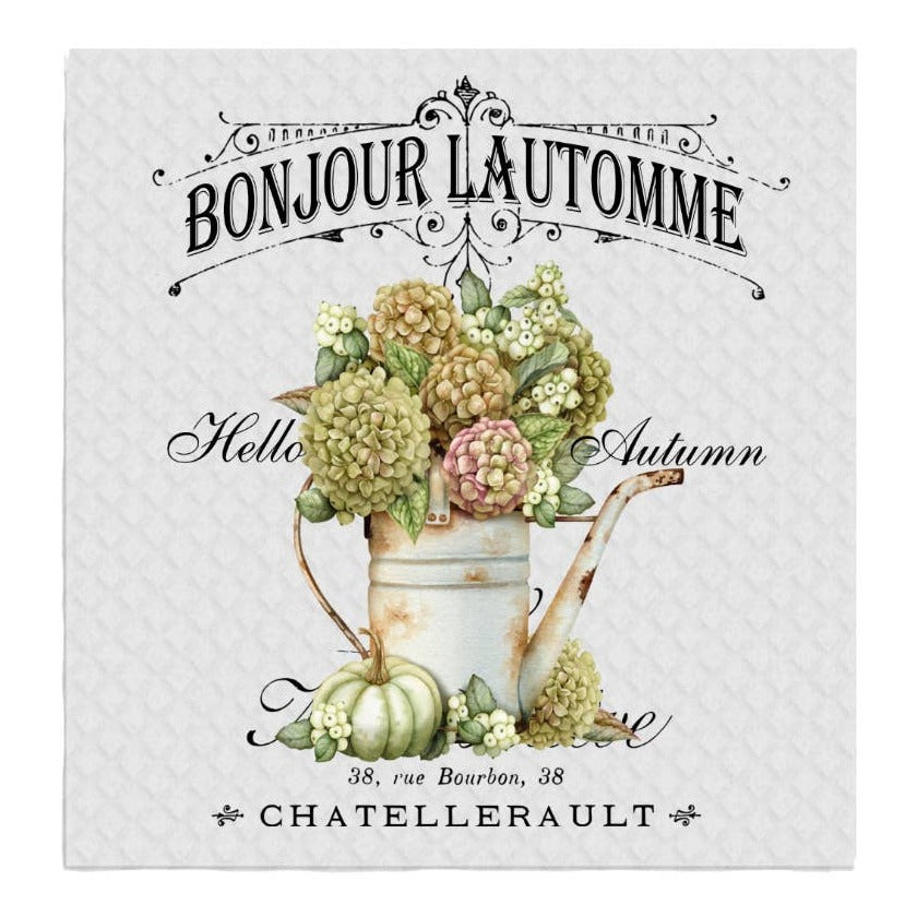 Hello Autumn Pumpkin Paris France SWEDISH DISH CLOTH Kitchen