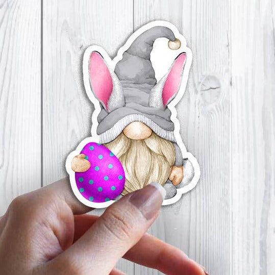 Easter Gnome Purple Easter Egg Sticker Waterproof Vinyl