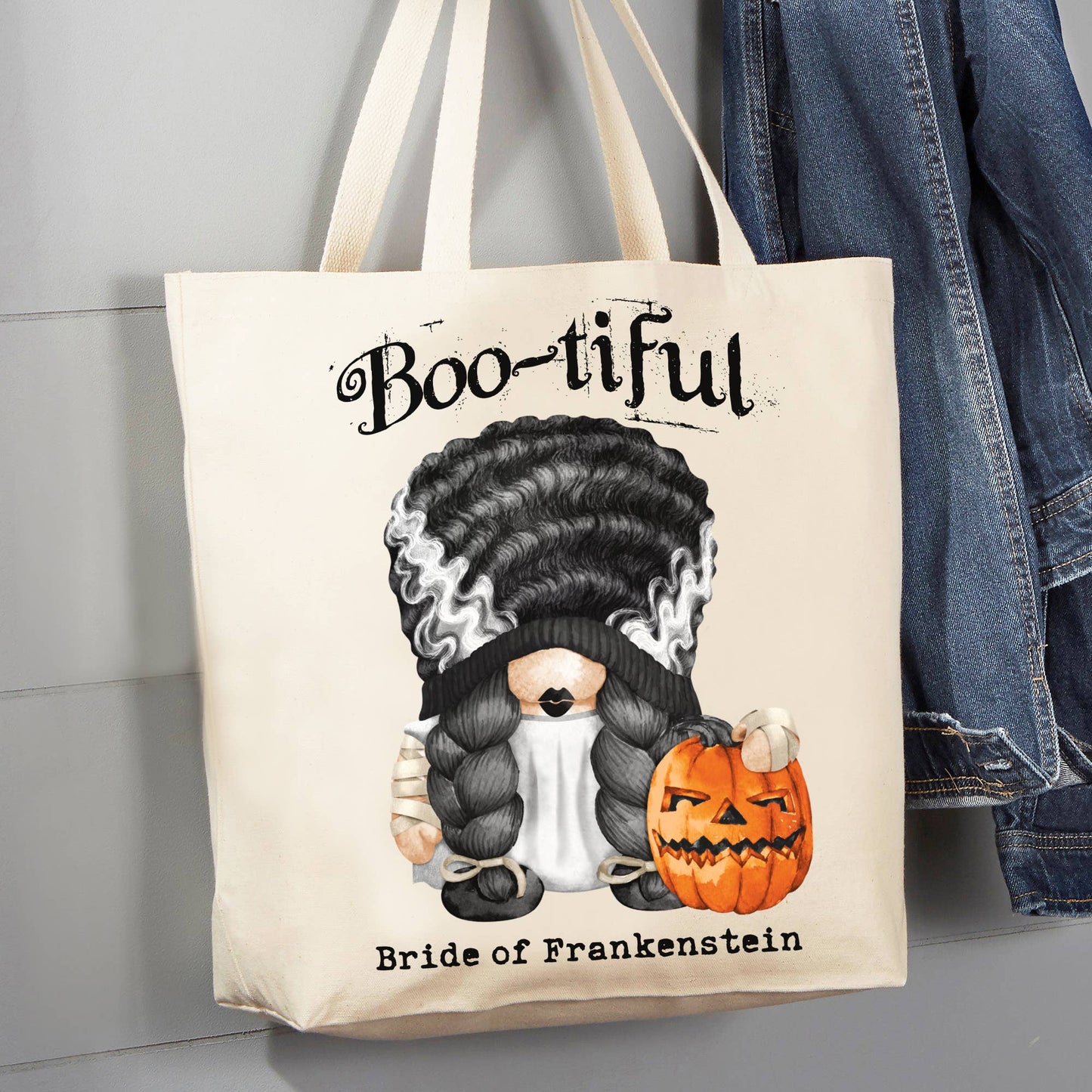 Gnome Bride Frankenstein Halloween 12 oz Canvas Tote Bag