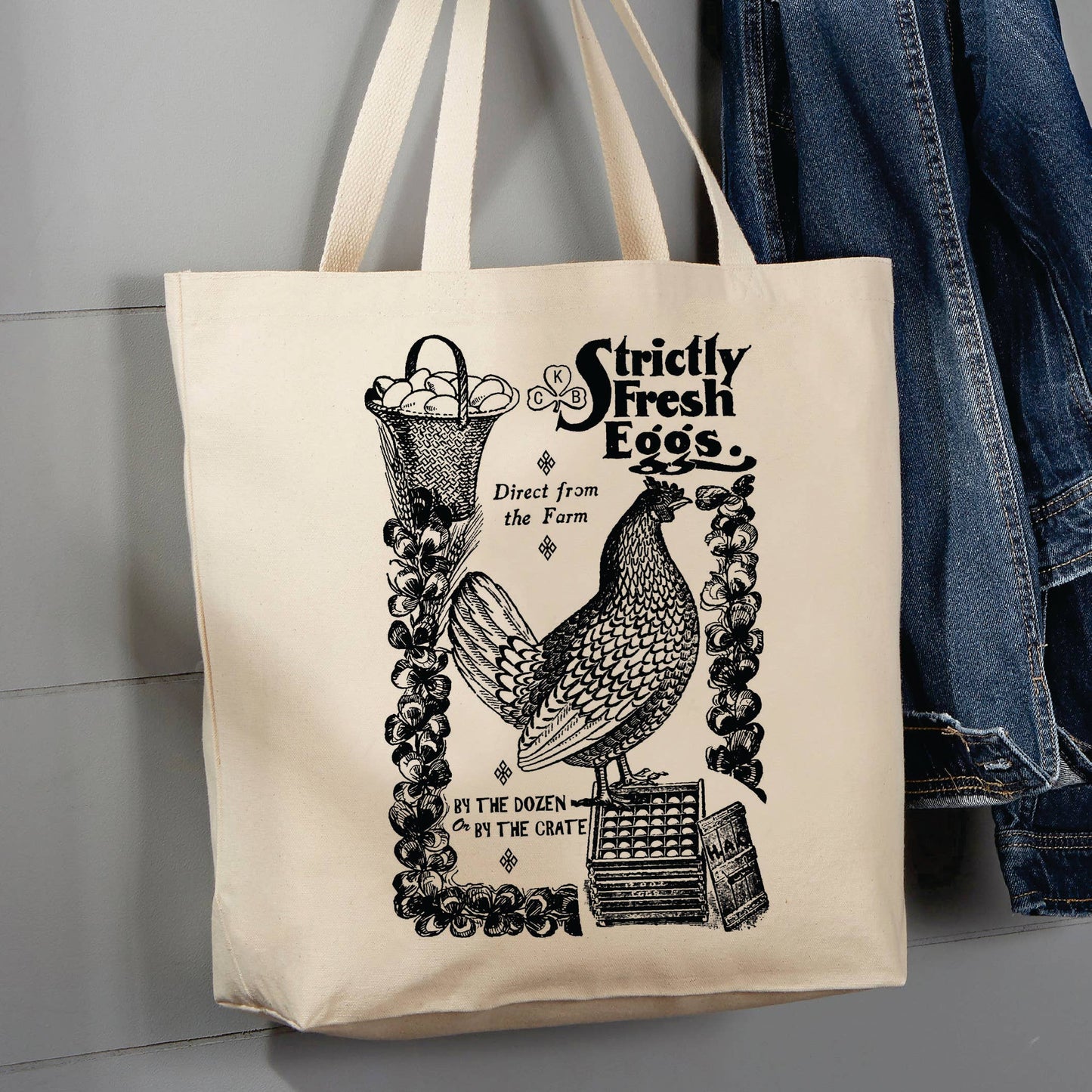 Country Farm, Farm Fresh Eggs, 12 oz Tote Bag