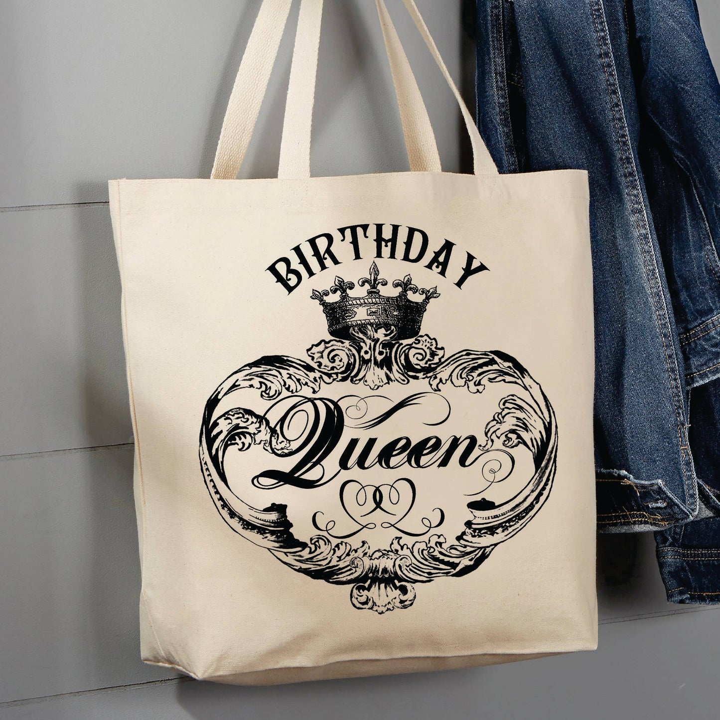 Birthday Queen, Royal Crown, 12 oz Tote Bag