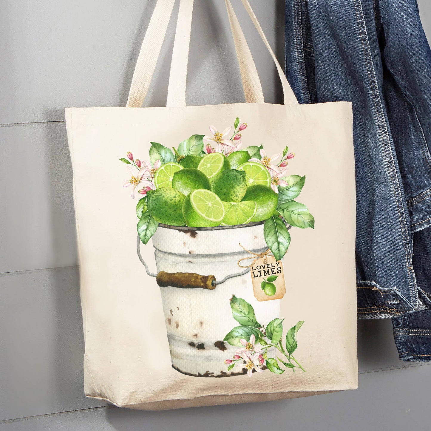 Farmhouse Bucket of Limes 12 oz Canvas Tote Bag