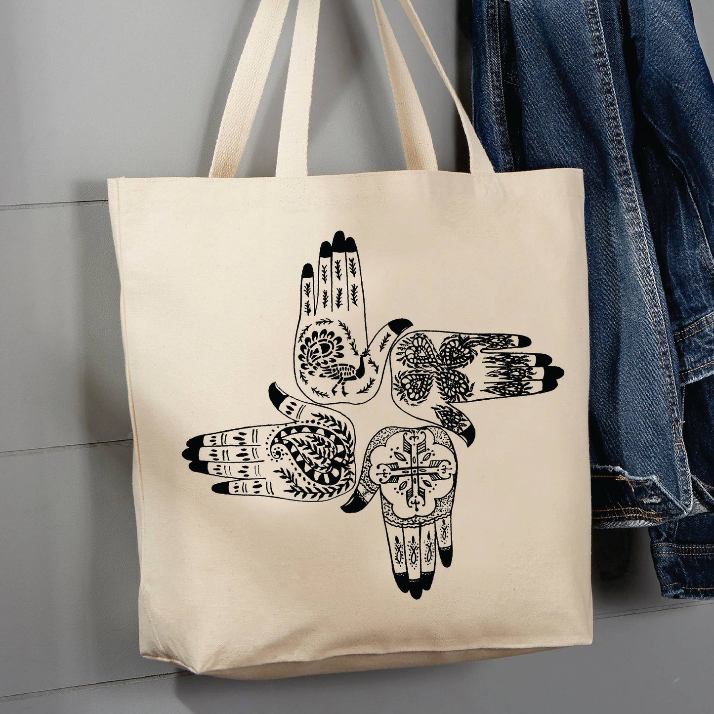 Henna Tattoo Hands, 12 oz Tote Bag