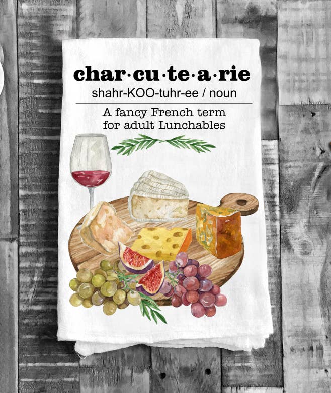 Charcutearie Board Cheese Wine Cotton Flour Sack Tea Towels