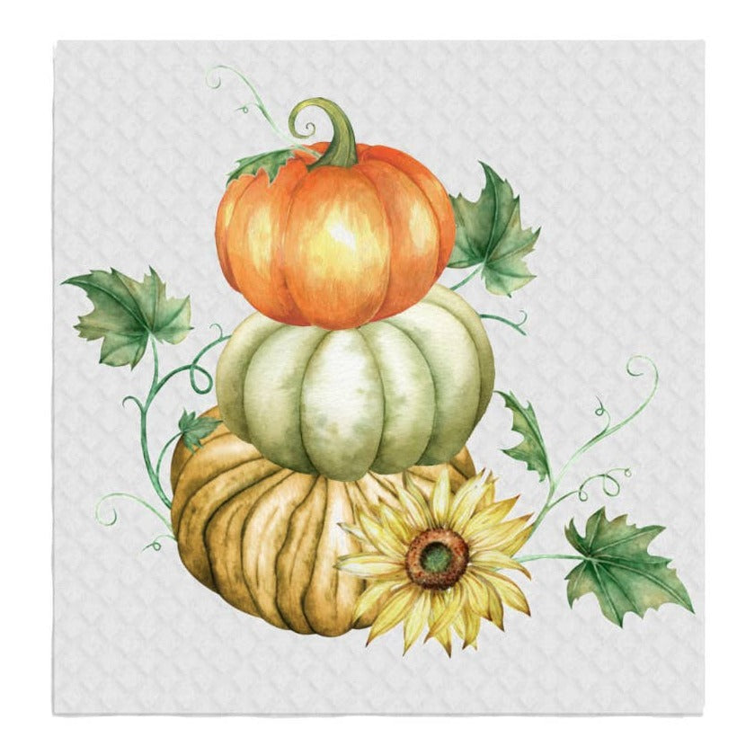 Fall Autumn Stacked Pumpkin SWEDISH DISH CLOTH Kitchen