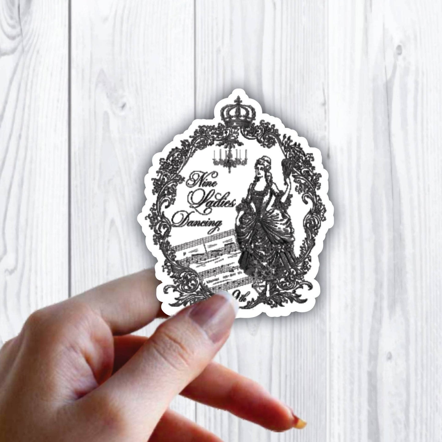 Nine Ladies Dancing Christmas Sticker