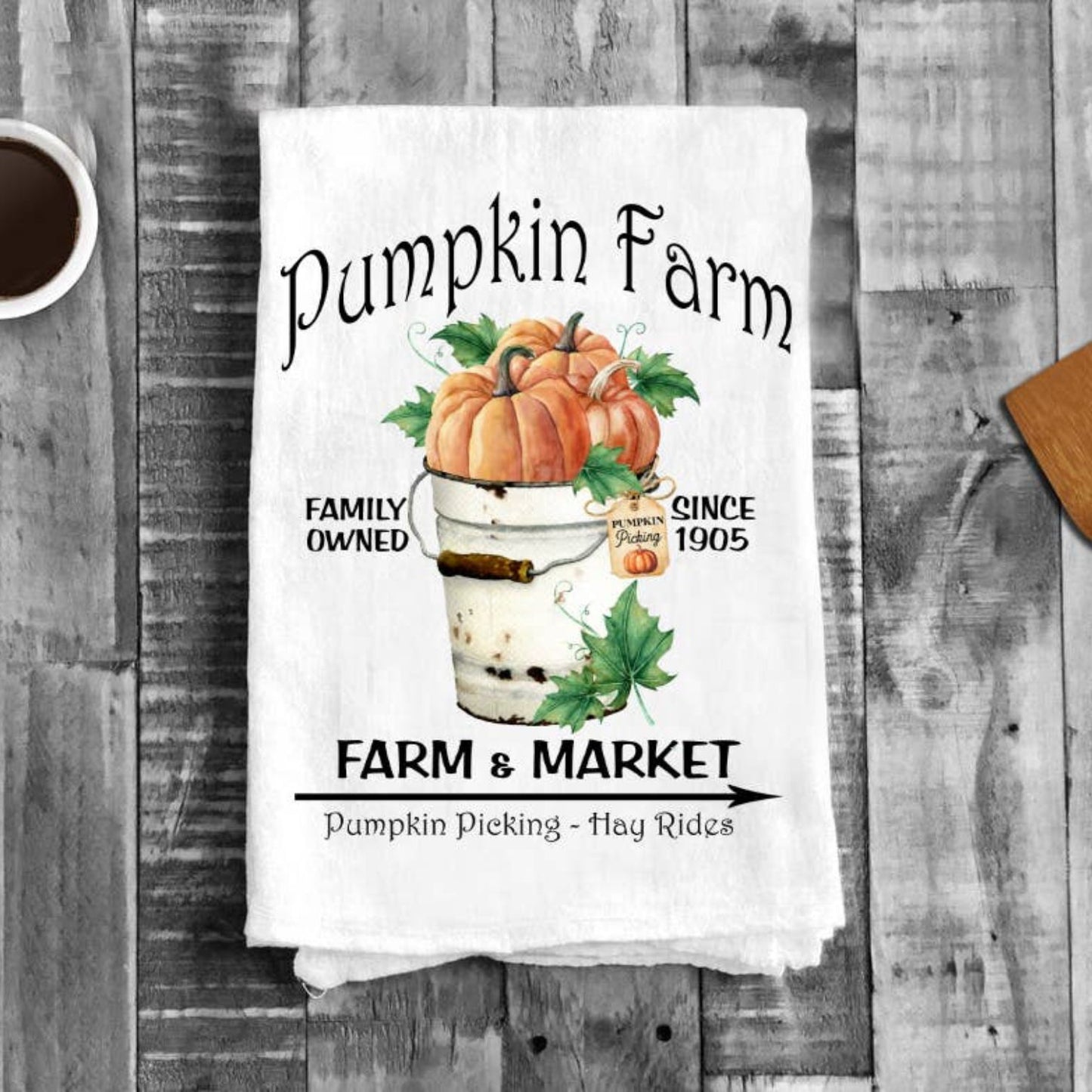 Fall Autumn Pumpkin Farm Market Cotton Tea Towels Kitchen