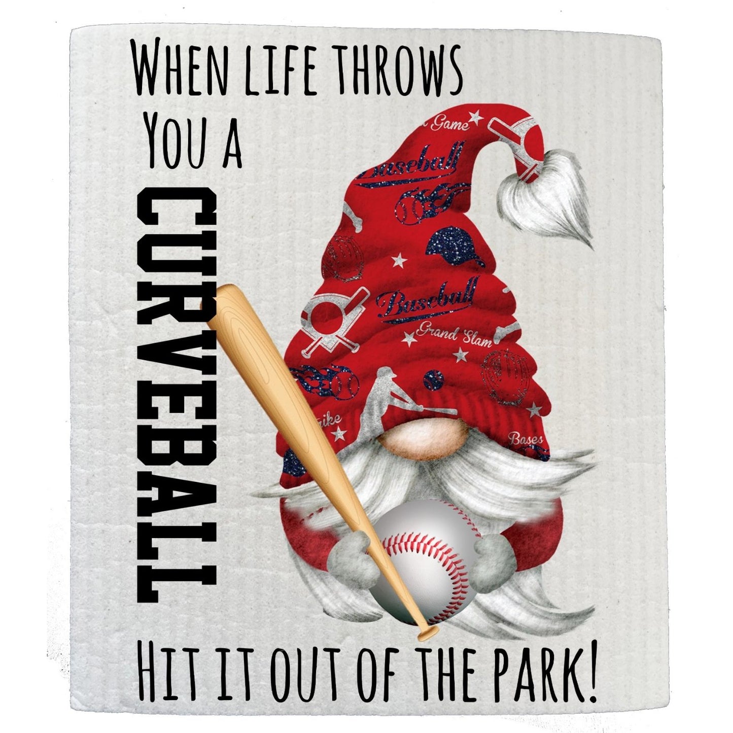 Gnome Baseball Red & Blue Team Colors Kitchen SWEDISH DISH CLOTH | Jessy Lane