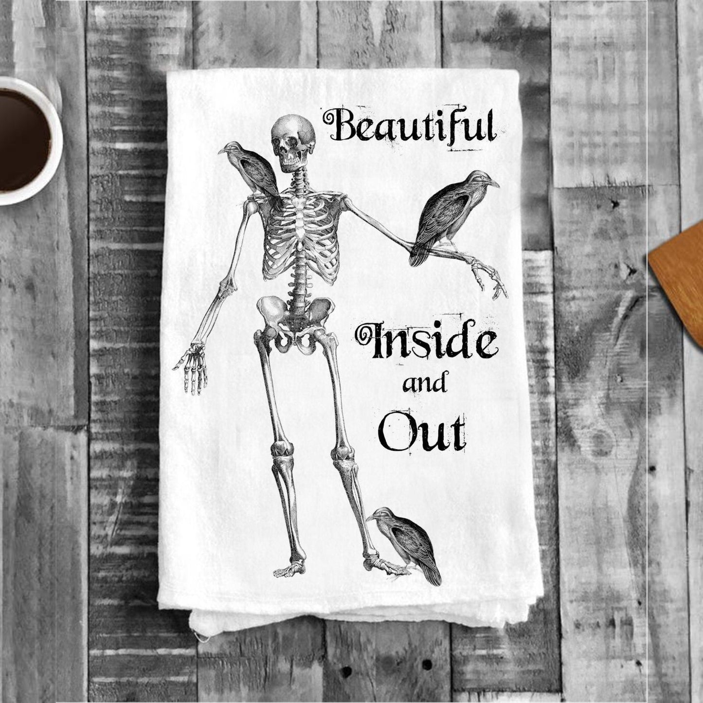 Skeleton Crows Halloween Cotton Tea Towels Kitchen