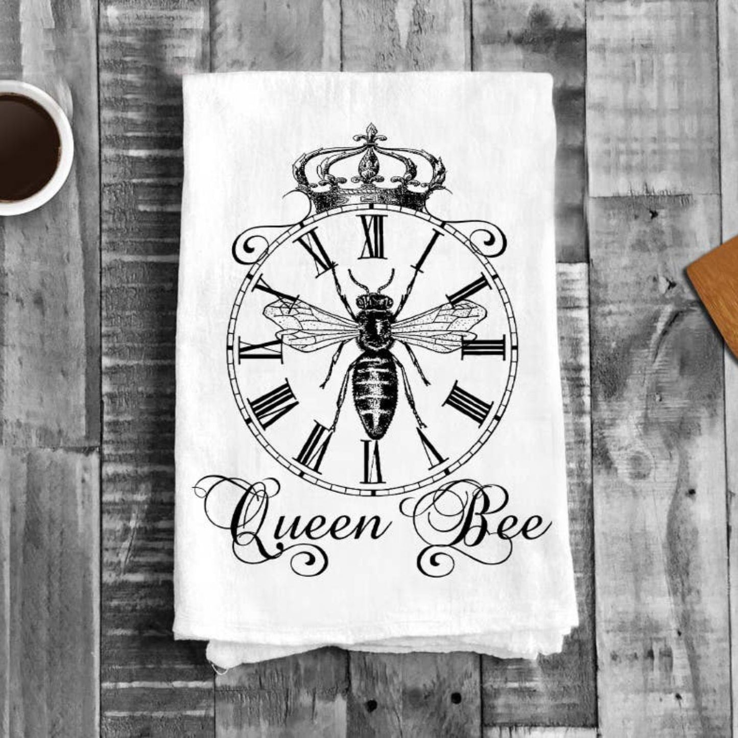 Queen Bee Clock, Cotton Tea Towels