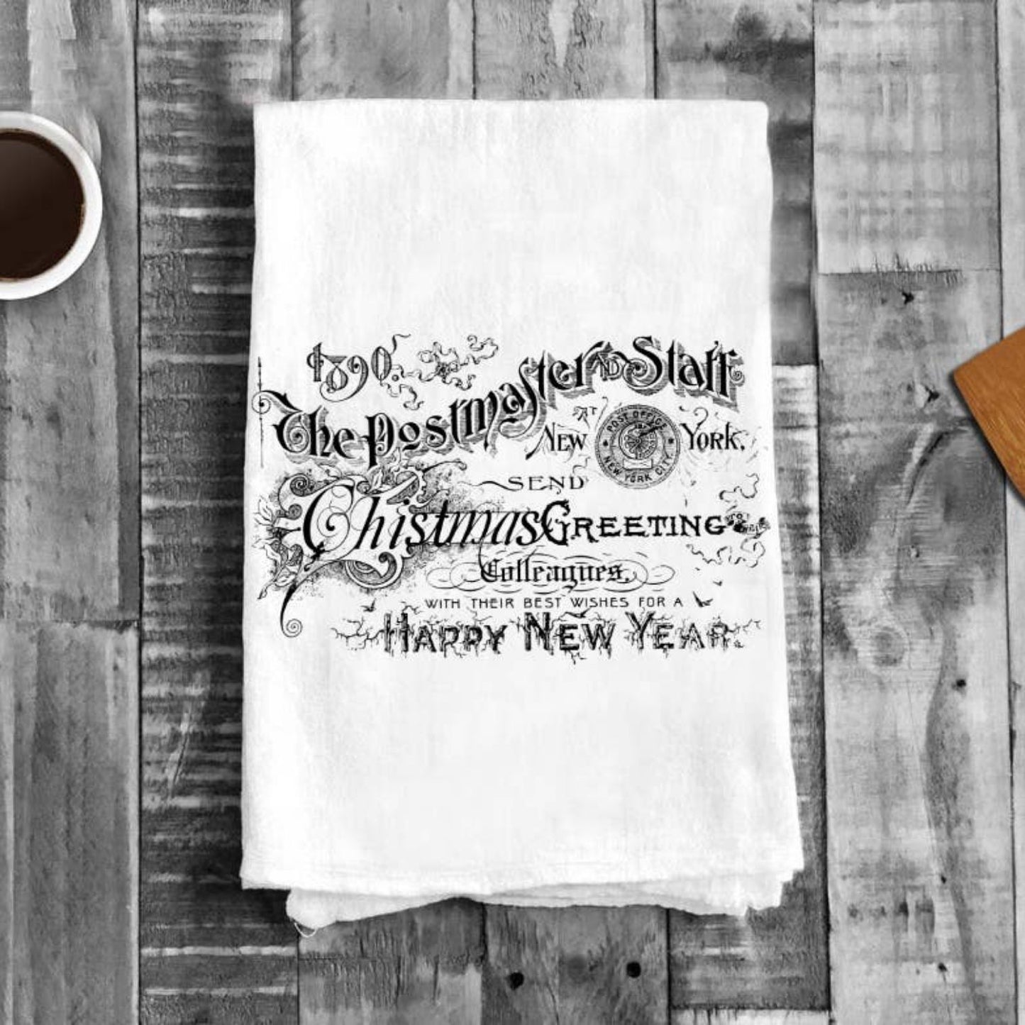 The Postmaster Staff Happy New Year , Cotton Tea Towels