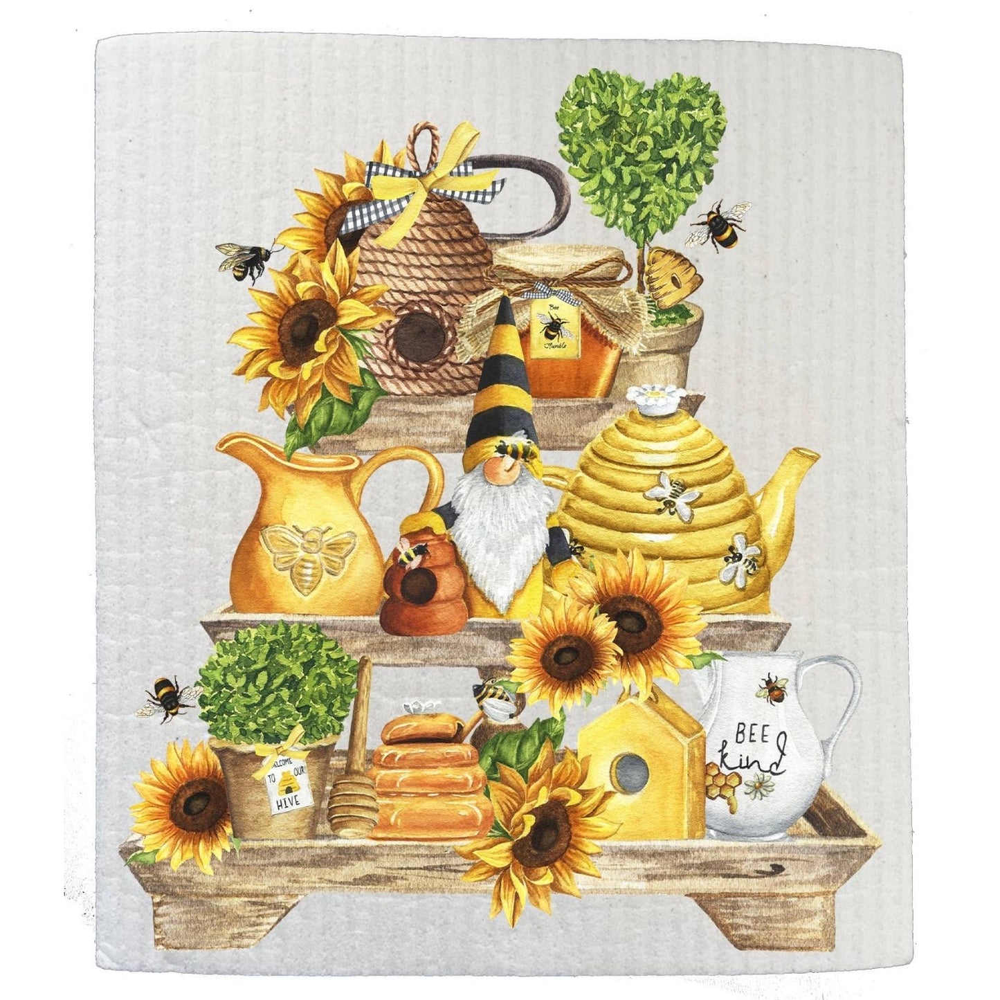 Bee Kind Honey Bees 3 Tier Tray Kitchen SWEDISH DISH CLOTHS