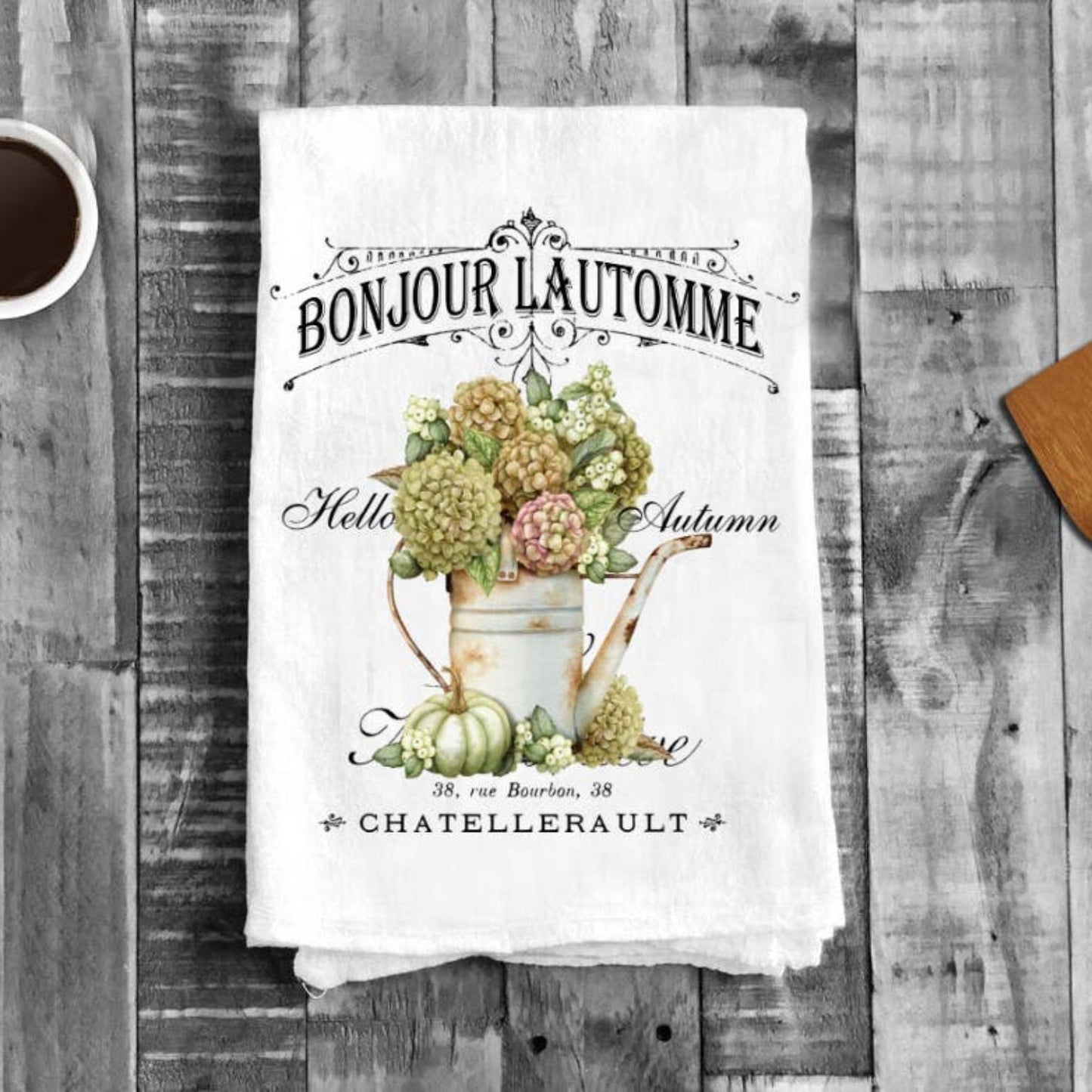 Hello Autumn Fall Paris France Cotton Tea Towels Kitchen