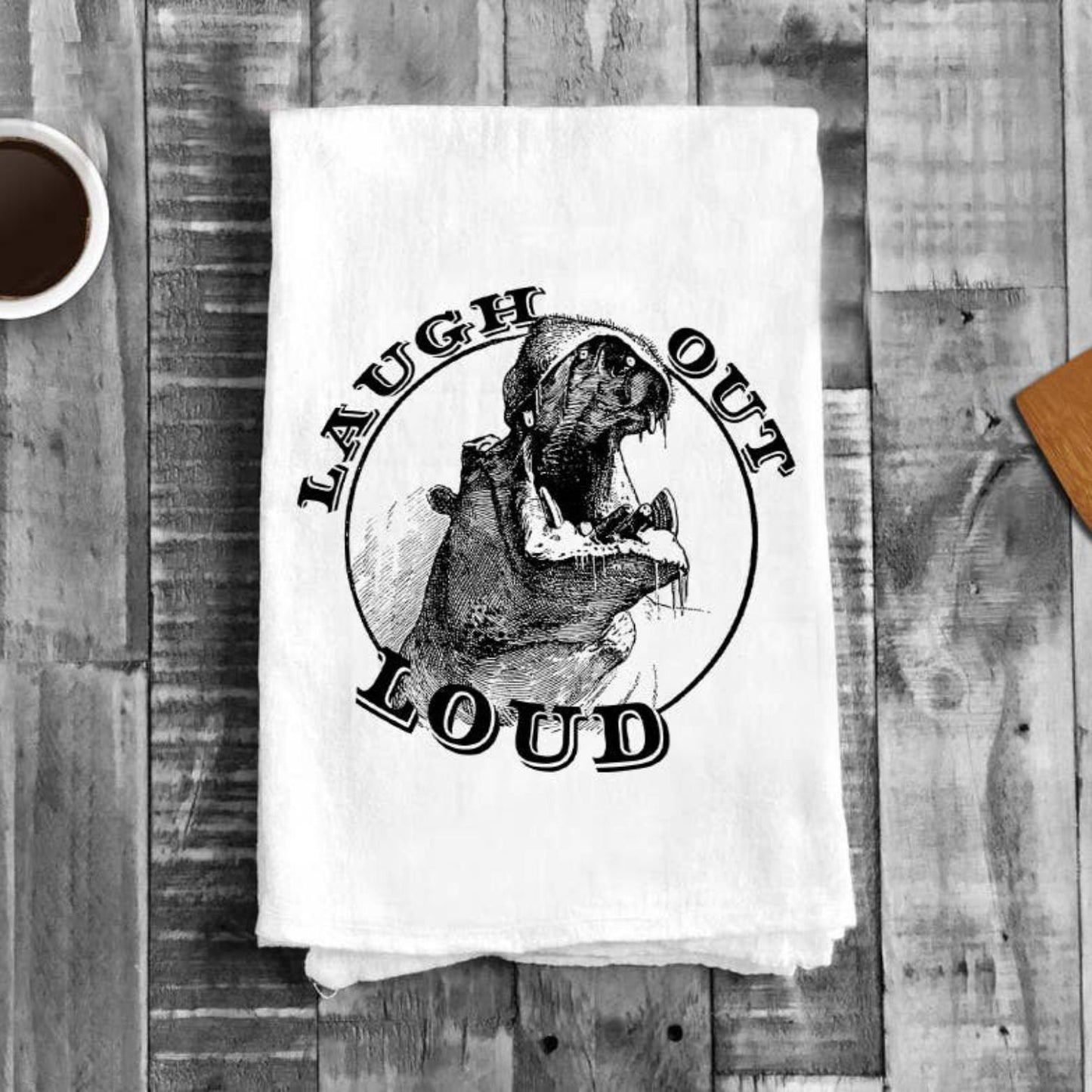 Laugh Out Loud Hippo Hippopotamus, Cotton Tea Towels