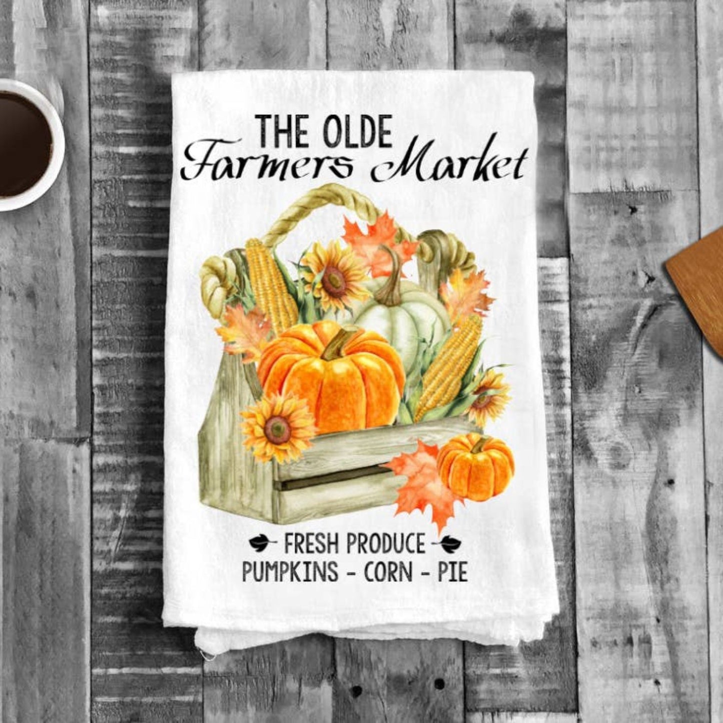 Fall Autumn Fresh Pumpkin Corn Cotton Tea Towels Kitchen