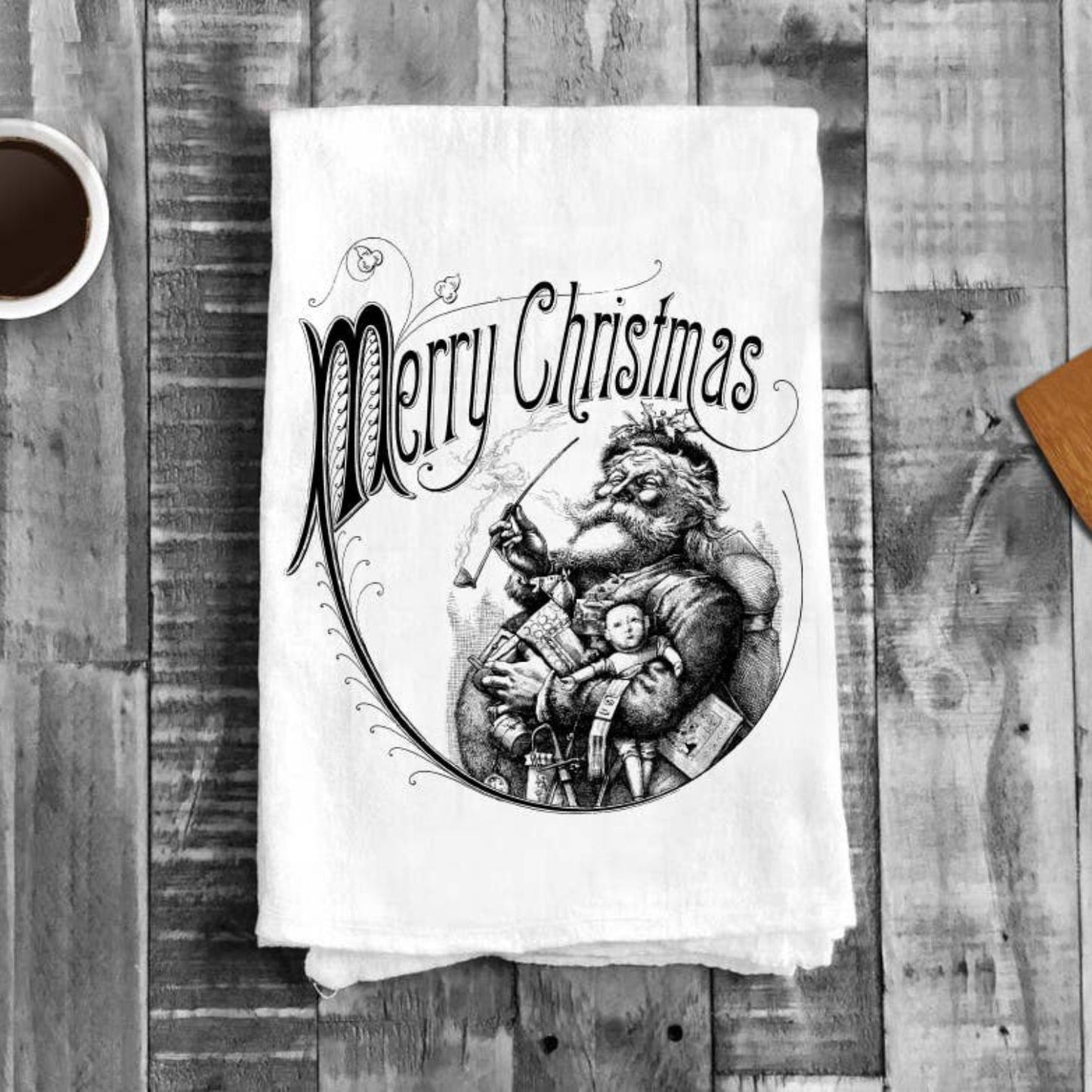 Merry Christmas Santa Baby Antique, Cotton Tea Towels