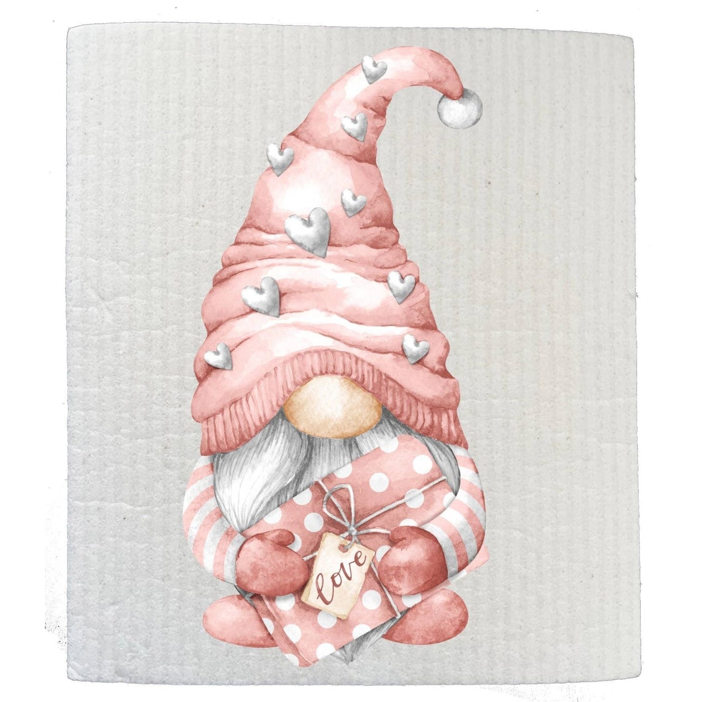 Valentine Pink Gnome Love Hearts SWEDISH DISH CLOTHS