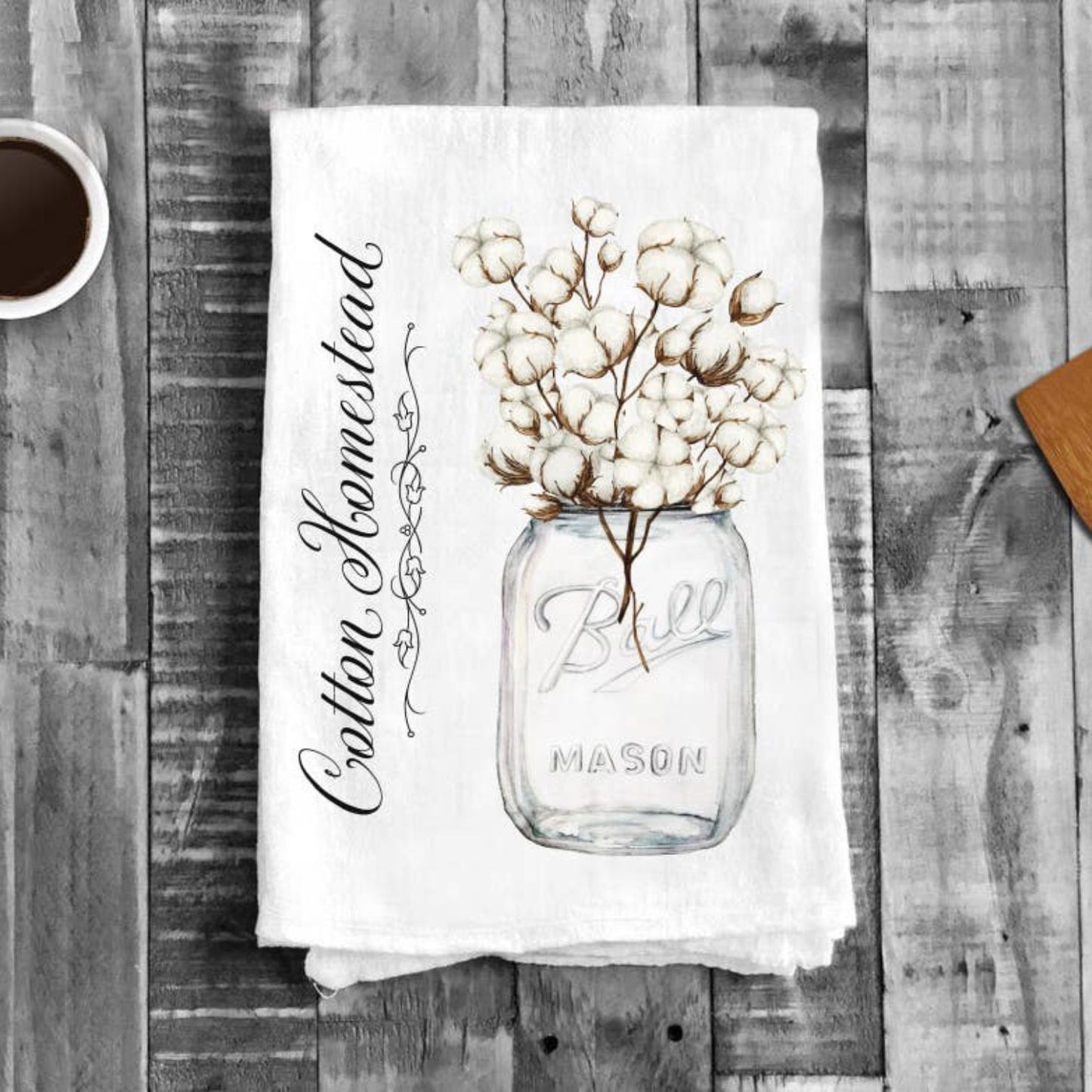 Cotton Homestead Mason Jar, Cotton Tea Towels