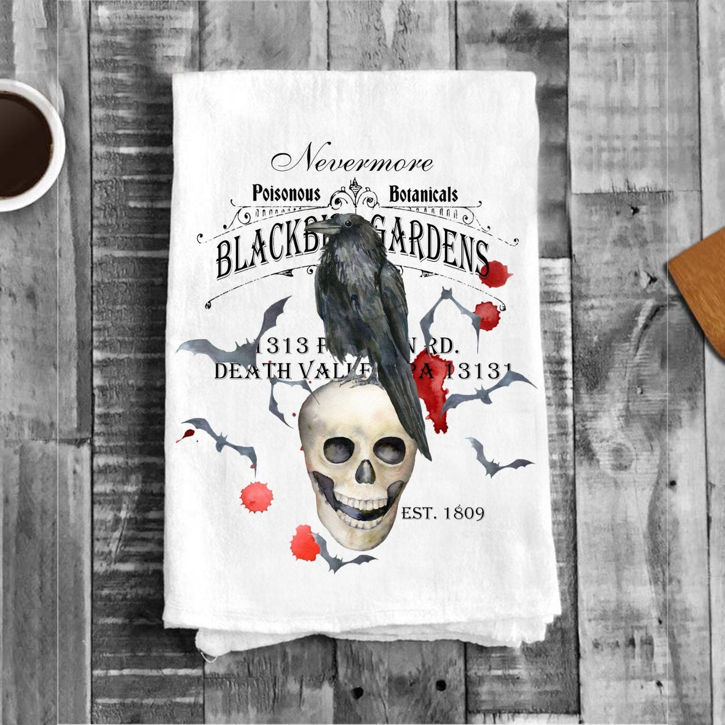 Blackbird Gardens Halloween Cotton Tea Towels Kitchen